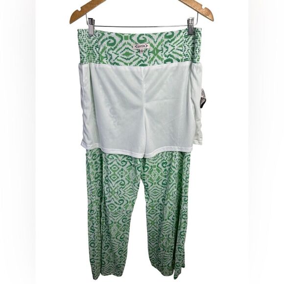 Nanette Lepore Green Print Palazzo Wide Leg Pant Size M - Picture 8 of 11
